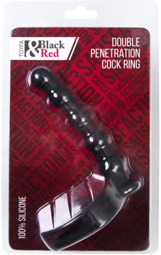 Фактурная насадка для двойного проникновения Toyfa Double Penetration чёрная фото 3