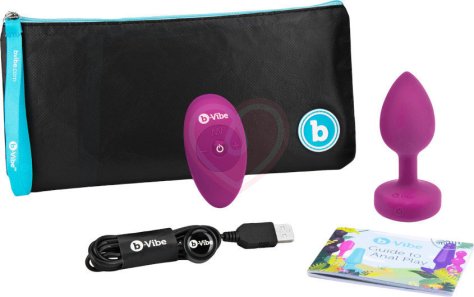 Маленькая вибропробка b-Vibe Vibrating Jewel Plug с кристаллом и пультом розовая фото 6