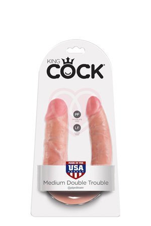 Двухсторонний фаллоимитатор King Cock U-Shaped Double средний телесный фото 4