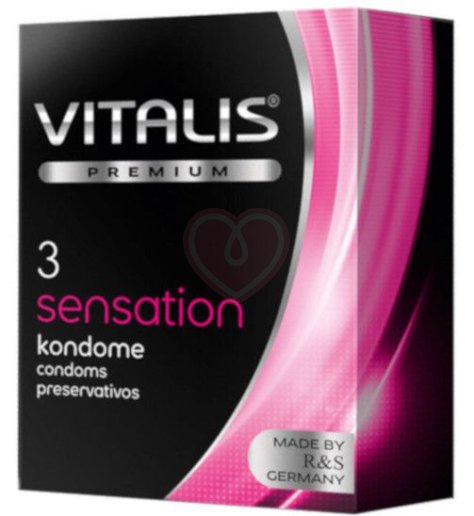 Розовые презервативы с кольцами и пупырышками Vitalis Premium Sensation 3 шт фото 1