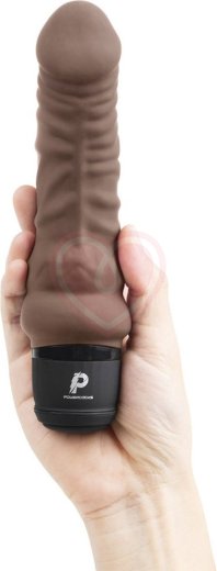 Реалистичный вибратор PowerCocks 14 см шоколад фото 2