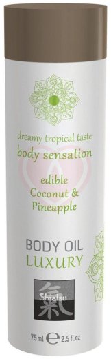 Съедобное масло для тела Shiatsu Body Oil Luxury Кокос и ананас 75 мл фото 1