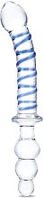 Двусторонний стеклянный рельефный фаллоимитатор Glas Twister