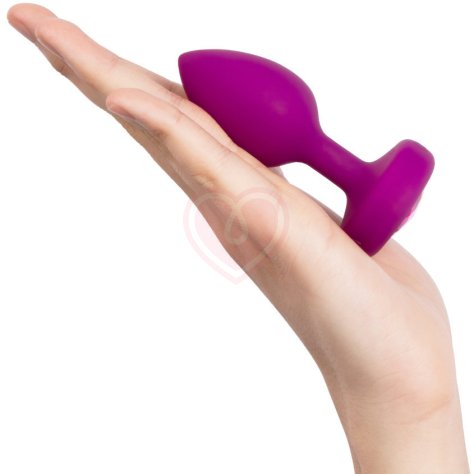 Маленькая вибропробка b-Vibe Vibrating Jewel Plug с кристаллом и пультом розовая фото 3