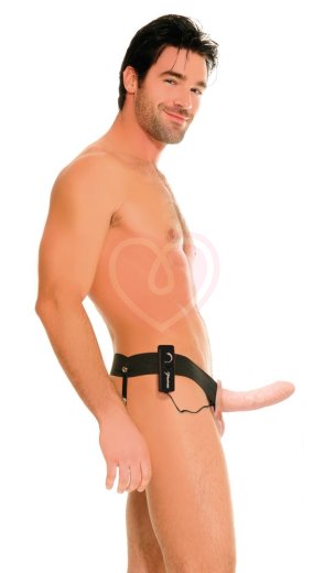Реалистичный фаллопротез с вибрацией Pipedream Vibrating Hollow Strap-on 15 см телесный фото 3