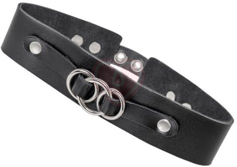Чокер со связанными кольцами широкий Pecado BDSM черный фото 4