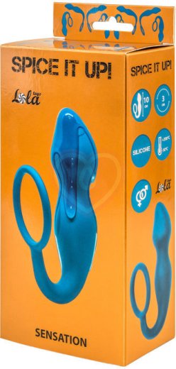 Анальный стимулятор с эрекционными кольцом Spice It Up Sensation синий фото 3