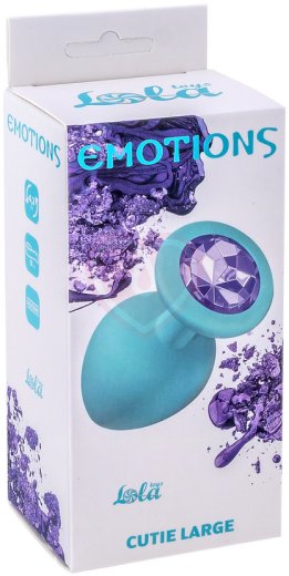 Большая анальная пробка Emotions Cutie Large бирюзовая с фиолетовым кристаллом фото 3