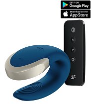 Вибратор для пар Satisfyer Double Love с пультом управления и приложением синий