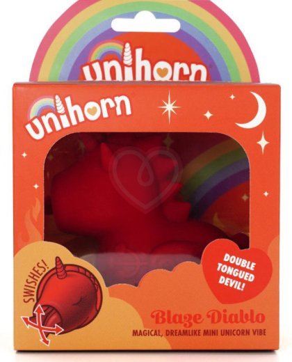 Клиторальный вибратор Unihorn Blaze Diablo со стимуляцией язычком красный фото 5