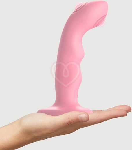 Вибратор с пульсирующей головкой Strap-On-Me Tapping Dildo Wave M розовый фото 6