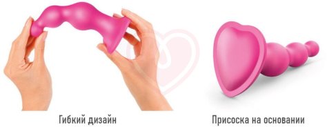 Рельефный фаллоимитатор Strap-On-Me Dildo Plug Beads размер M 13,8 см розовый фото 2
