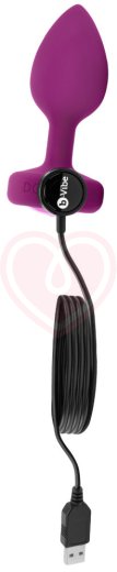 Маленькая вибропробка b-Vibe Vibrating Jewel Plug с кристаллом и пультом розовая фото 5