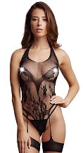 Облегающий костюм с имитацией чулок Le Desir Rhinestone чёрный