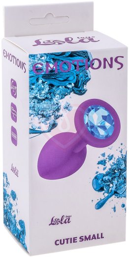 Маленькая анальная пробка Emotions Cutie Small фиолетовая с голубым кристаллом фото 3