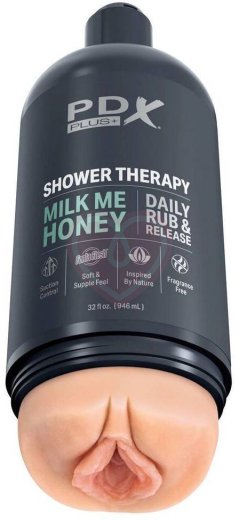 Мастурбатор вагина в бутылке геля Shower Therapy Milk Me Honey Light телесная фото 1