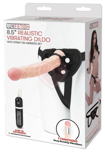 Страпон с вибрацией Lux Fetish Realistic Vibrating Dildo 21 см фото 2