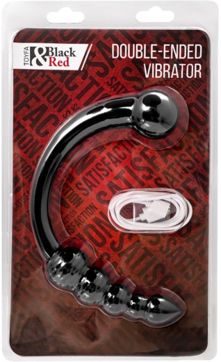 Двусторонний вибратор с анальной цепочкой Black Red by Toyfa чёрный фото 6