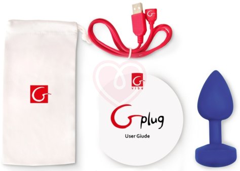 Анальная пробка с вибрацией Gvibe Gplug L большая синяя фото 3