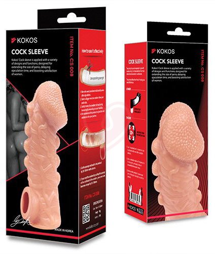 Насадка с бугорками и отверстием для мошонки Kokos Cock Sleeve CS008-M фото 2
