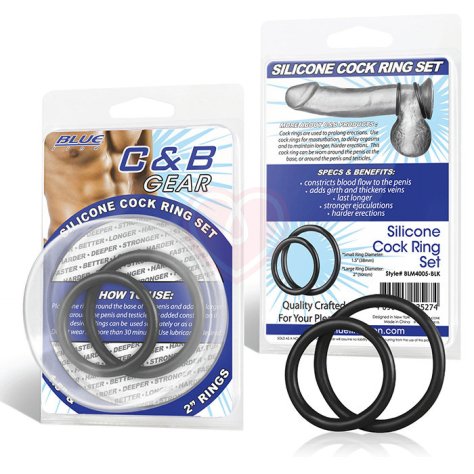 Набор из двух чёрных колец разного диаметра Silicone Cock Ring Set фото 3