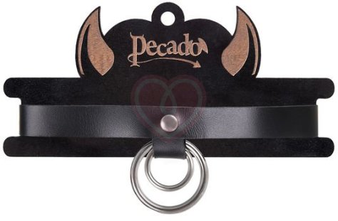 Чокер с двумя кольцами Pecado BDSM черный фото 6