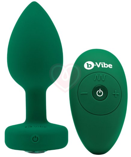 Вибропробка b-Vibe Vibrating Jewel Plug с кристаллом и пультом зелёная фото 7