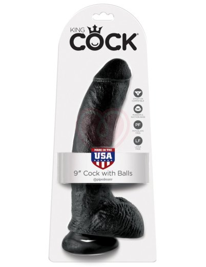 Фаллоимитатор на присоске с мошонкой King Cock with Balls 23 см чёрный фото 2