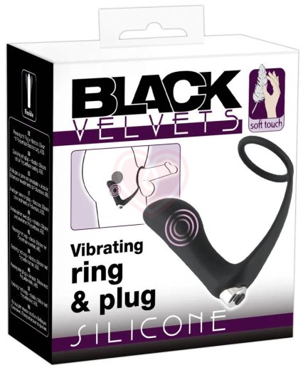 Анальный стимулятор с эрекционным кольцом Black Velvets фото 6