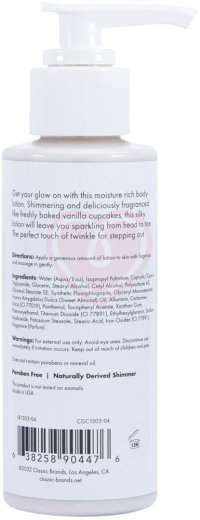 Мерцающий лосьон для тела CG Glow Vanilla Cupcake Shimmer Lotion с серебряными блестками и запахом в фото 2