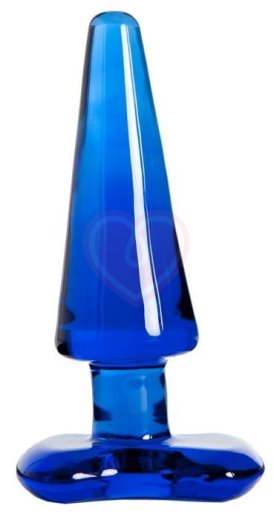 Стеклянная анальная пробка Sexus Glass Sky синяя фото 1