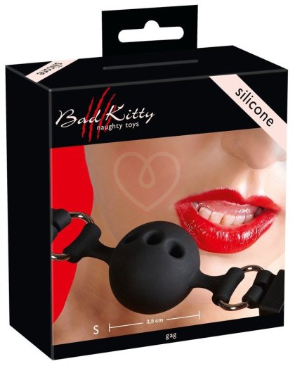 Кляп с шариком Bad Kitty Small 3,5 см чёрный фото 3