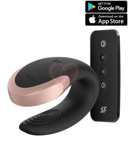 Вибратор для пар Satisfyer Double Love с пультом управления и приложением чёрный фото 1