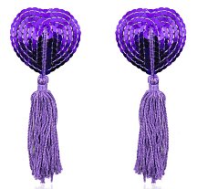 Наклейки на соски пэстисы с кисточкой Violet Heart фиолетовые
