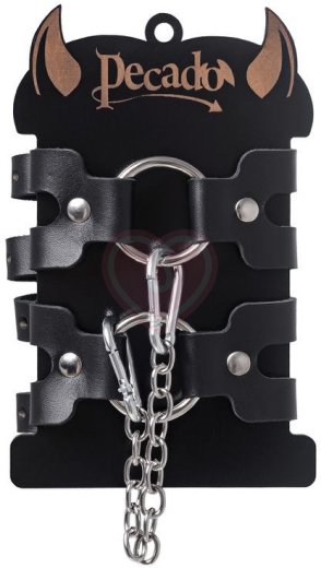 Оковы на ноги из двух ремешков Pecado BDSM черные фото 6