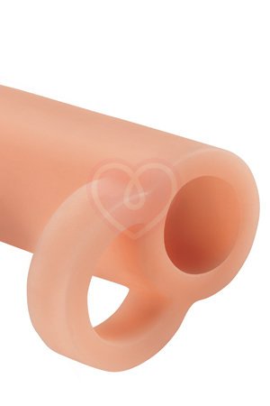 Насадка увеличитель с кольцом на мошонку Real Feel Enhancer XL 18 см телесная фото 2