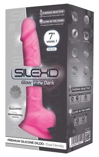 Фаллоимитатор SileXD Glow in the Dark светящийся в темноте розовый фото 3