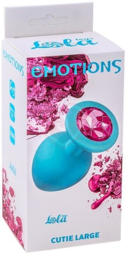Большая анальная пробка Emotions Cutie Large бирюзовая с розовым кристаллом фото 3