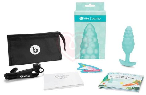 Рельефная вибропробка b-Vibe Bump Texture Plug бирюзовая фото 5