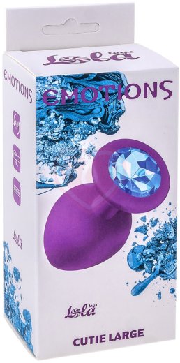 Большая анальная пробка Emotions Cutie Large фиолетовая с голубым кристаллом фото 3