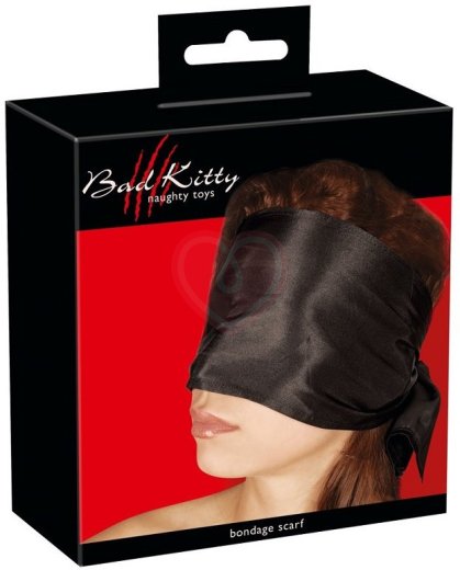 Широкая повязка-шарф на глаза Bad Kitty Bondage Scarf черная фото 2