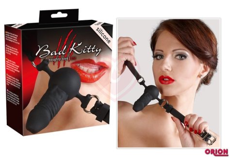 Силиконовый кляп Bad Kitty с реалистичным фалосом фото 2