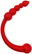 Двусторонний вибратор с анальной цепочкой Black Red by Toyfa красный