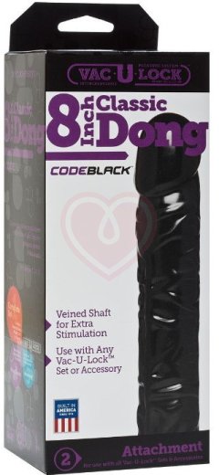 Насадка фаллоимитатор Vac-U-Lock CodeBlack Classic Dong 19 см черная фото 2