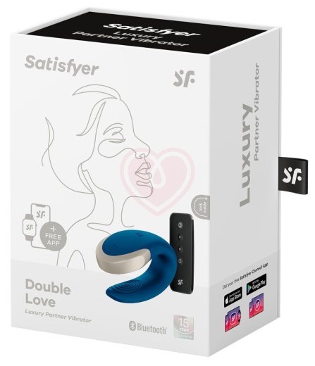 Вибратор для пар Satisfyer Double Love с пультом управления и приложением синий фото 4