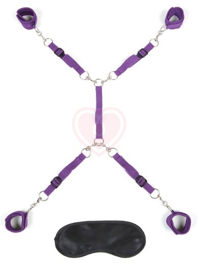 Набор для фиксации на кровати Lux Fetish Bed Spreader фиолетовый фото 1