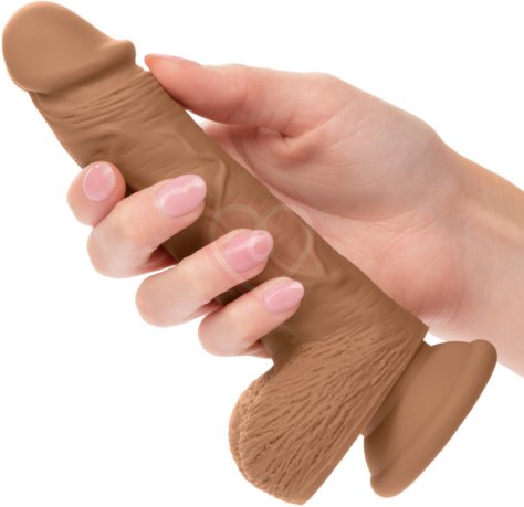 Фаллоимитатор с мошонкой на присоске Dual Density Silicone Studs 13 см коричневый фото 7