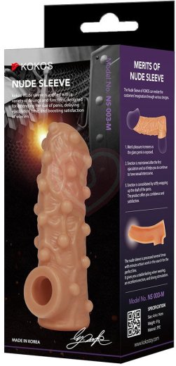 Насадка с открытой головкой и бугорками Kokos Nude Sleeve NS003-S фото 3