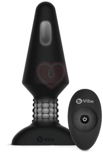 Большая вибропробка с ротацией b-Vibe Rimming Plug XL чёрная фото 1
