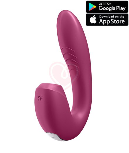 Гибкий вибратор с вакуумным стимулятором и приложением Satisfyer Sunray бордовый фото 1